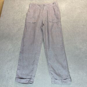 Tahari Womens 100% Linen Pants Gray Size Medium European Grown Flax Casual